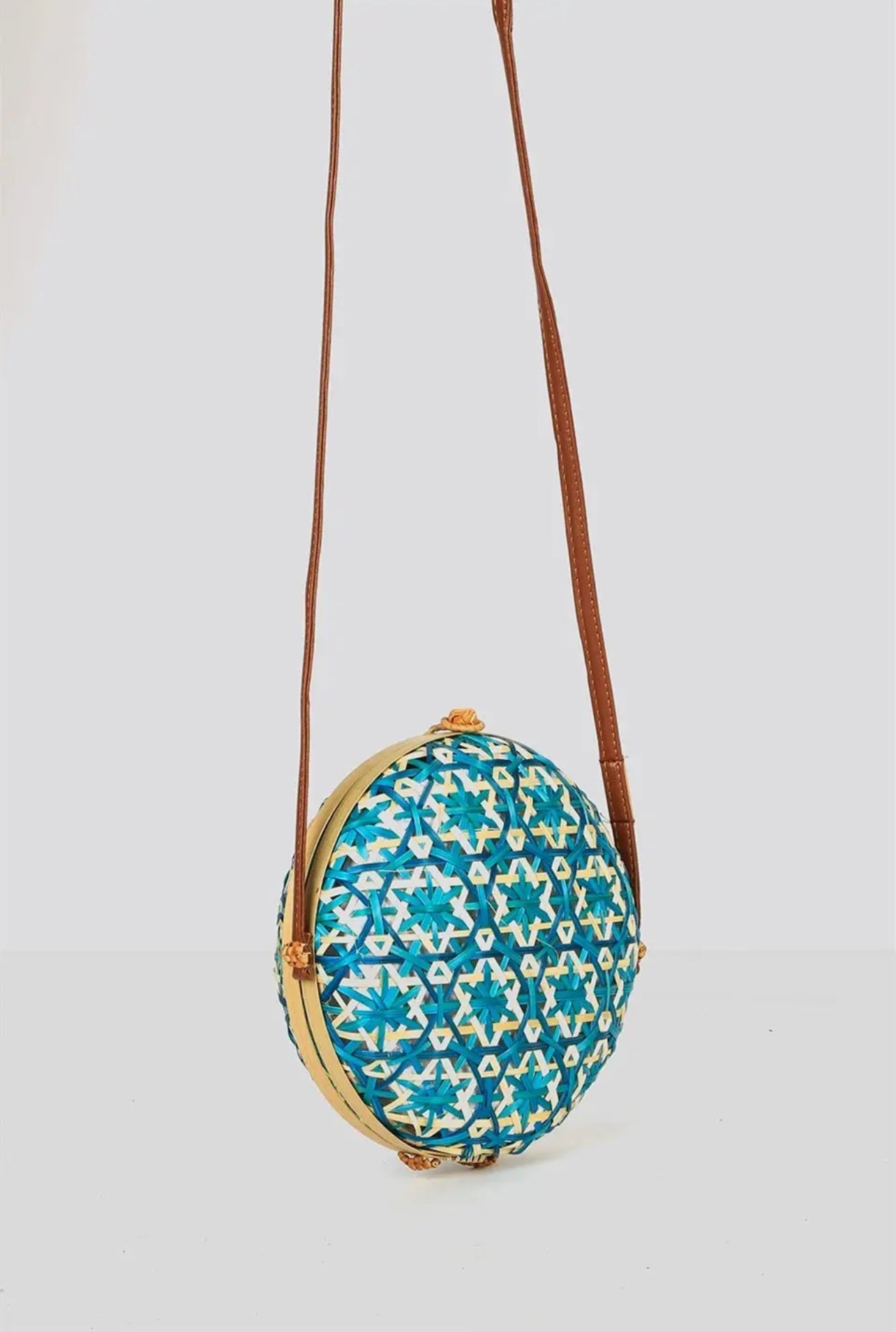 Blue bamboo cross body bag