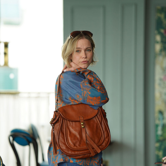 Stud detail cognac satchel