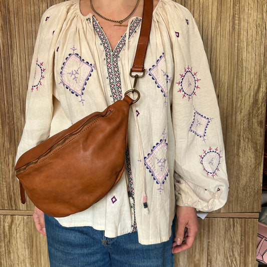 The Large Washed Leather BumBag / Sling Bag
