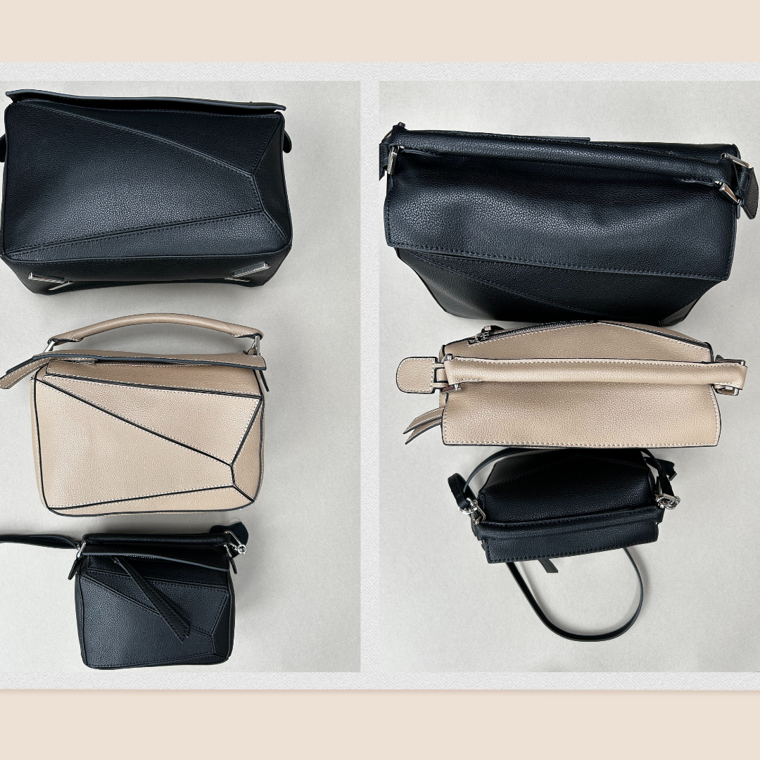 Leather Grab Handle Geometric Bags