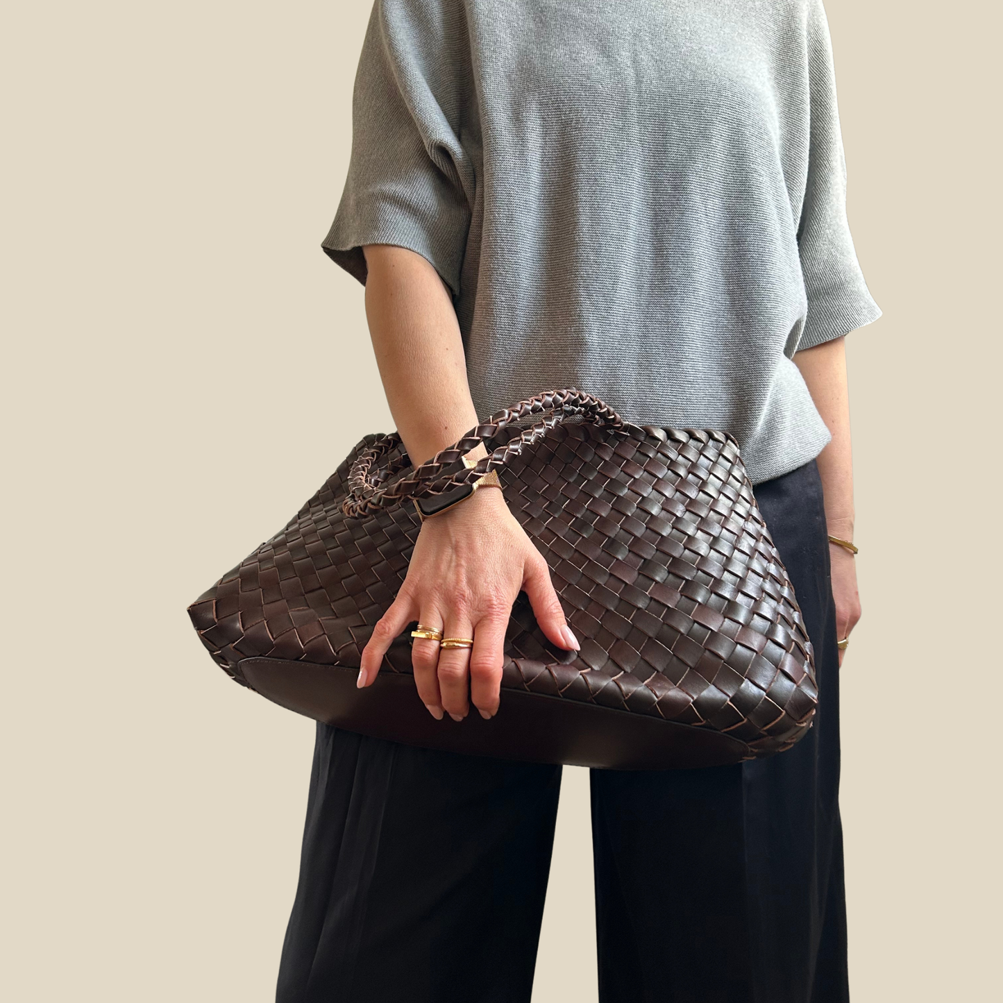 Large Woven Leather Shoulder bag