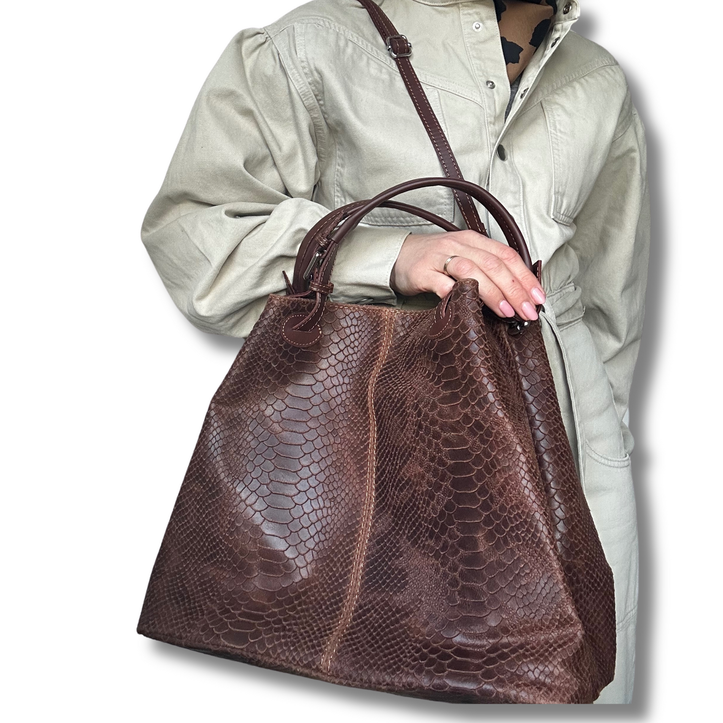 Leather Snakeskin Handbag