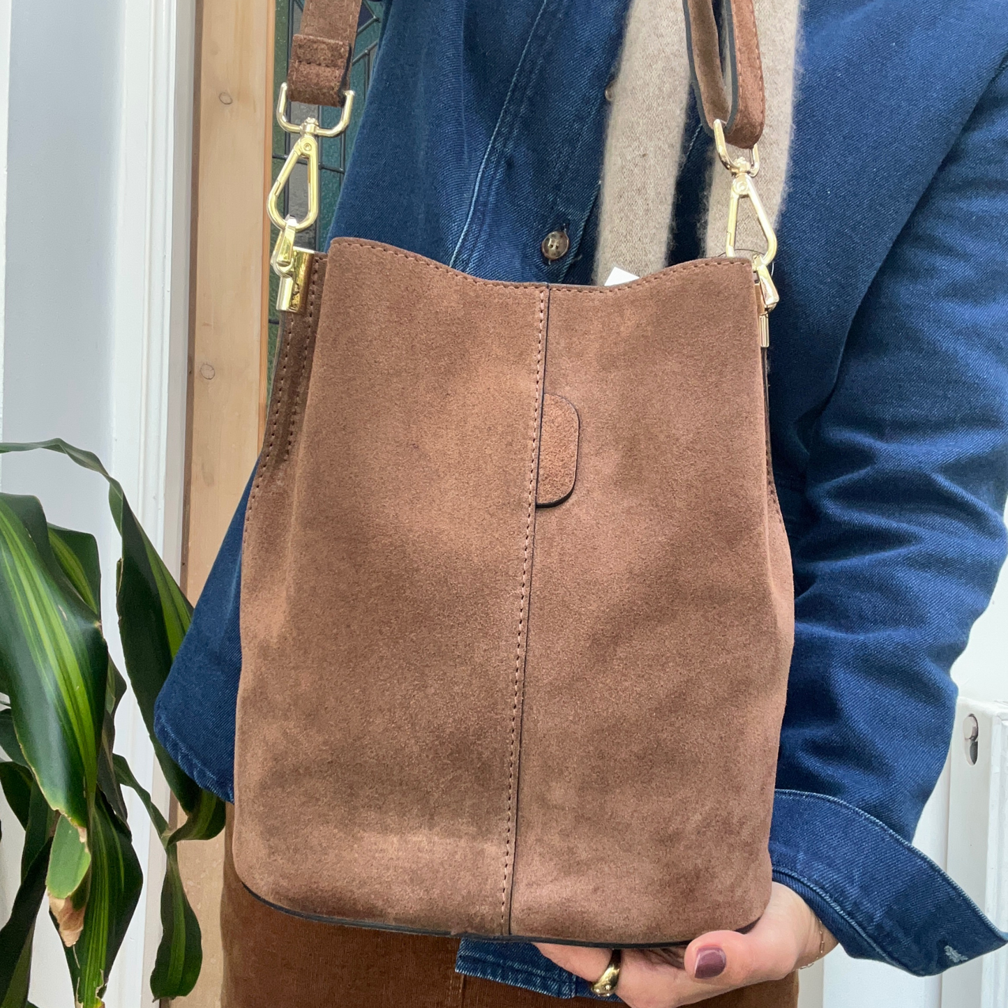 Suede Bucket Bag