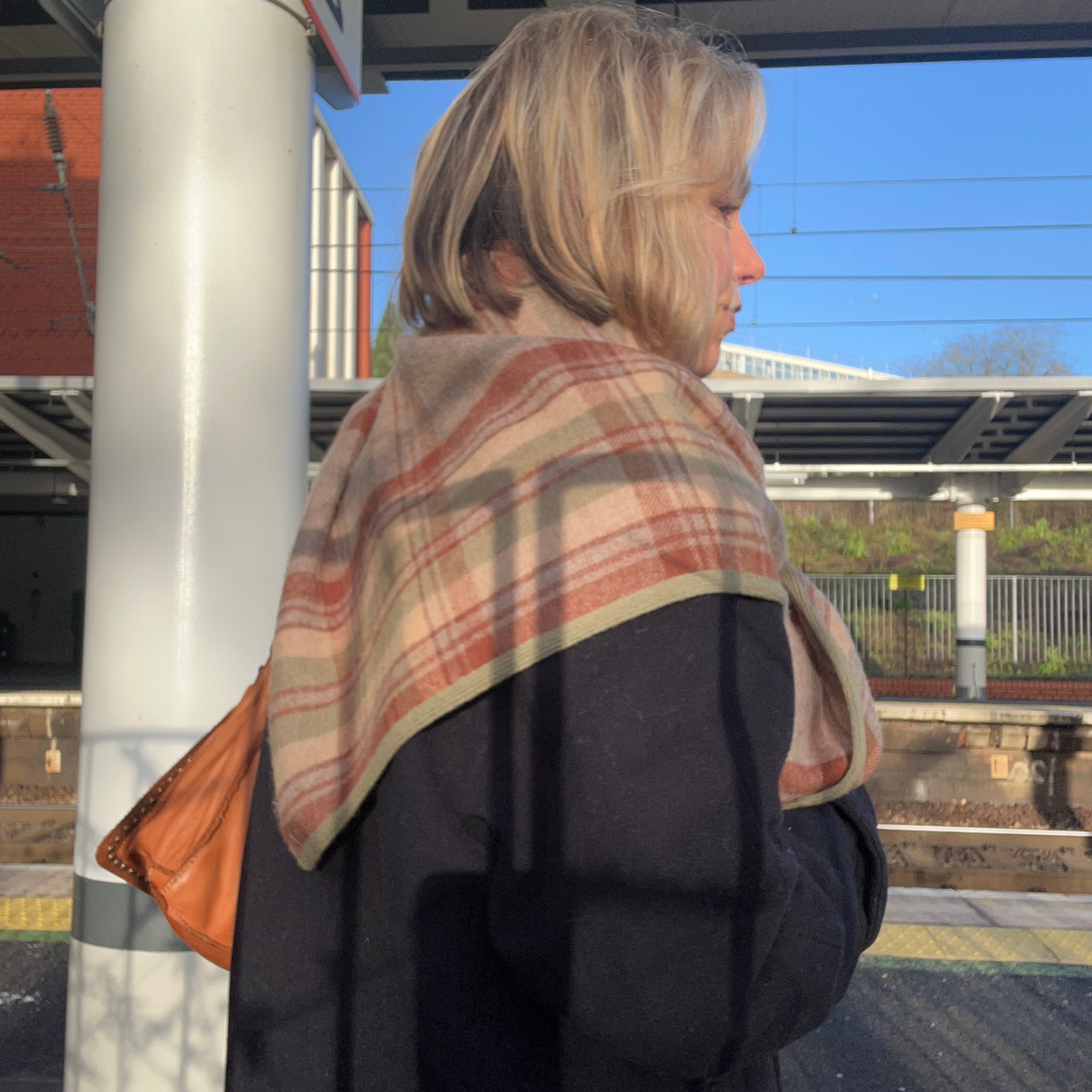 Checked Woollen Triangular Scarf