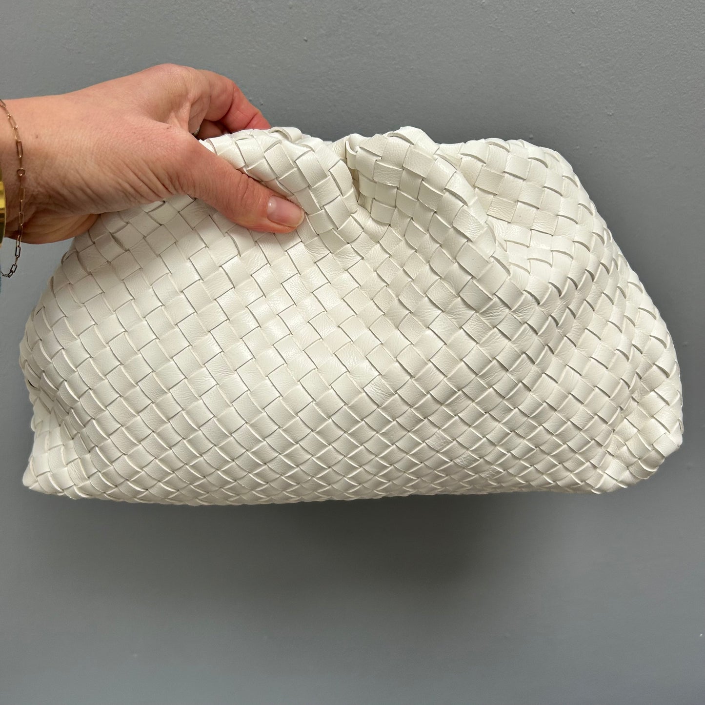 Large Woven Leather Shoulder Bag / Clutch