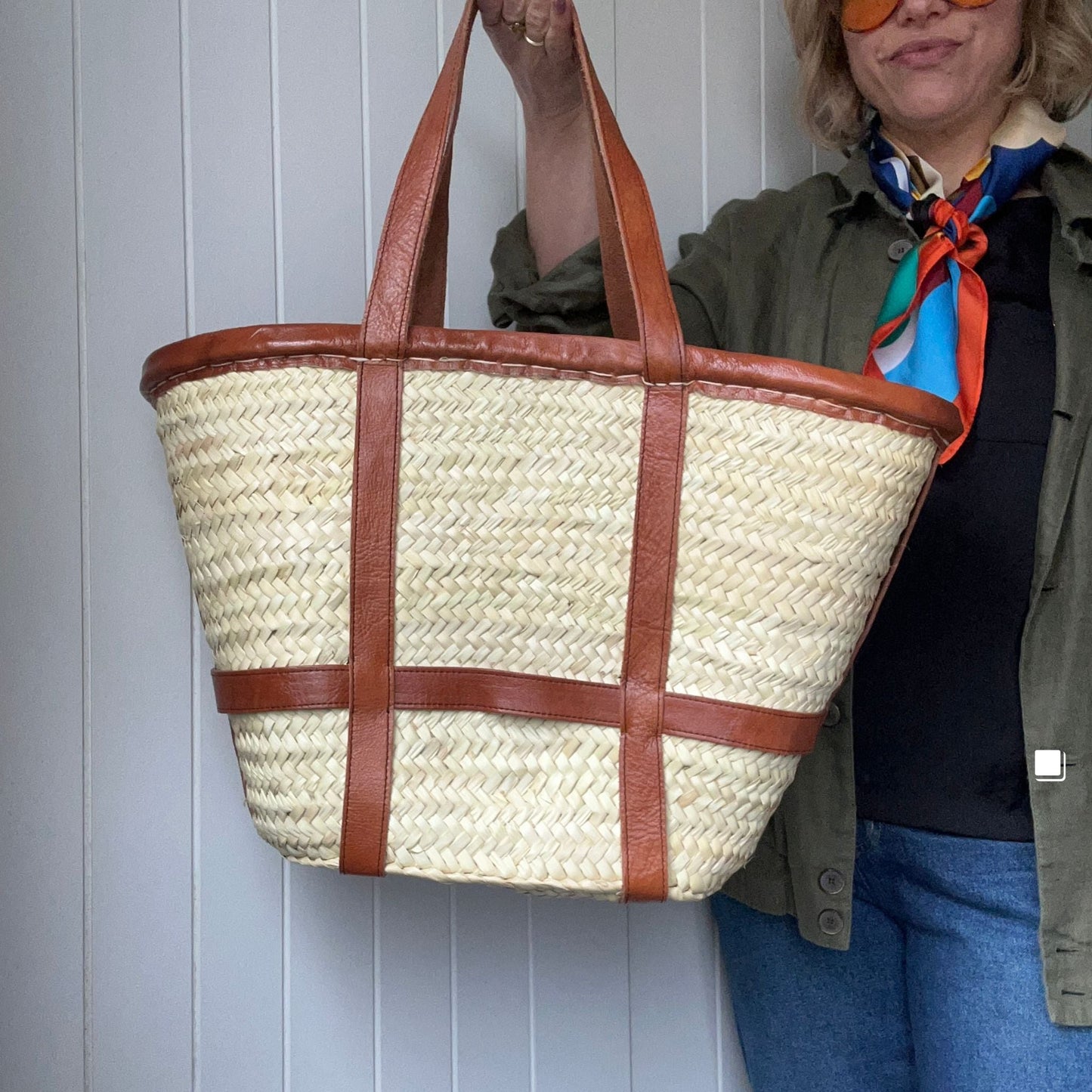 Straw and Leather Basket Bags