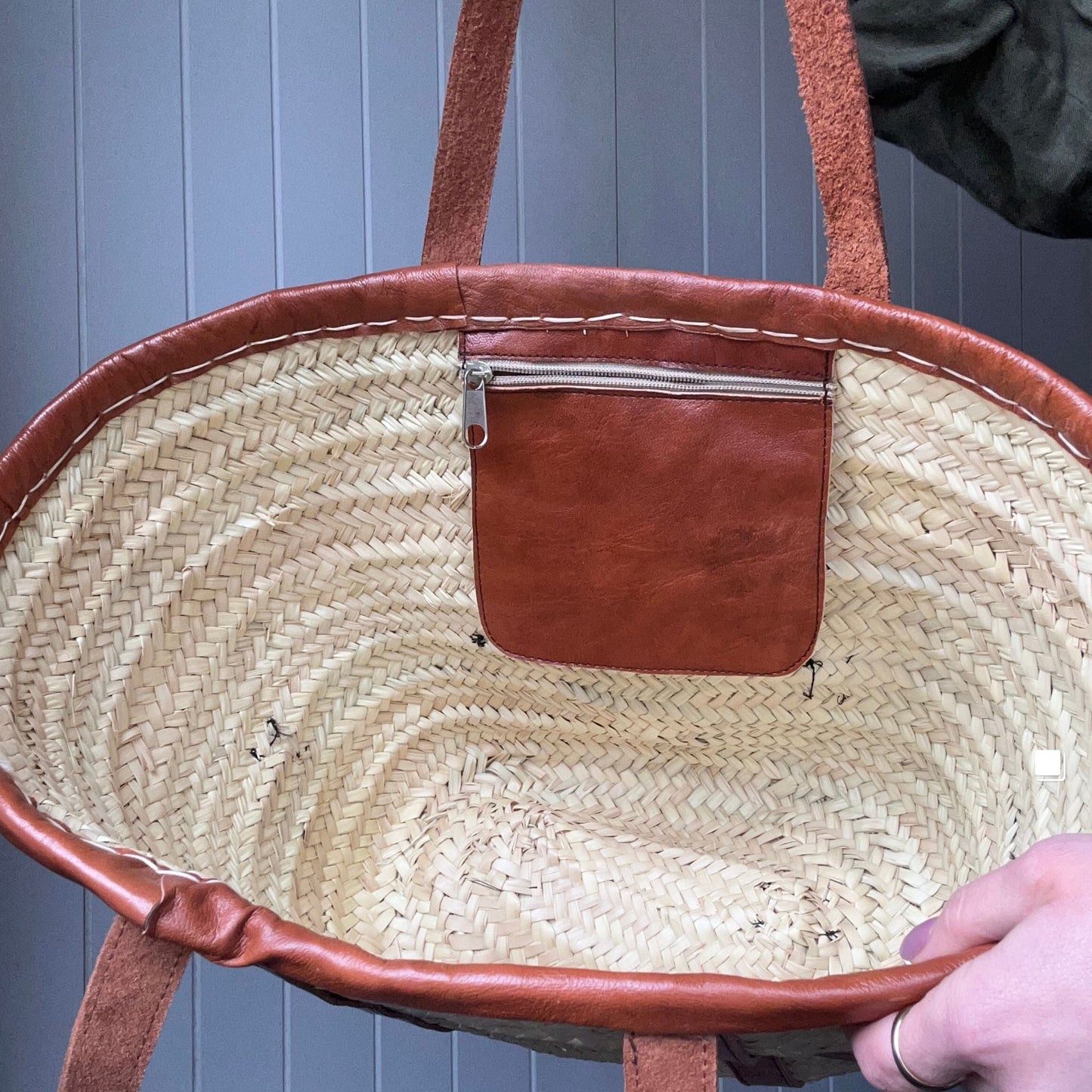 Straw and Leather Basket Bags