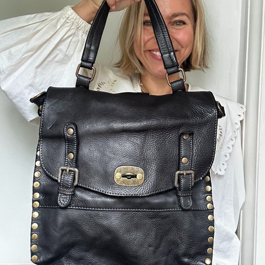Studded Multiway Leather Satchel