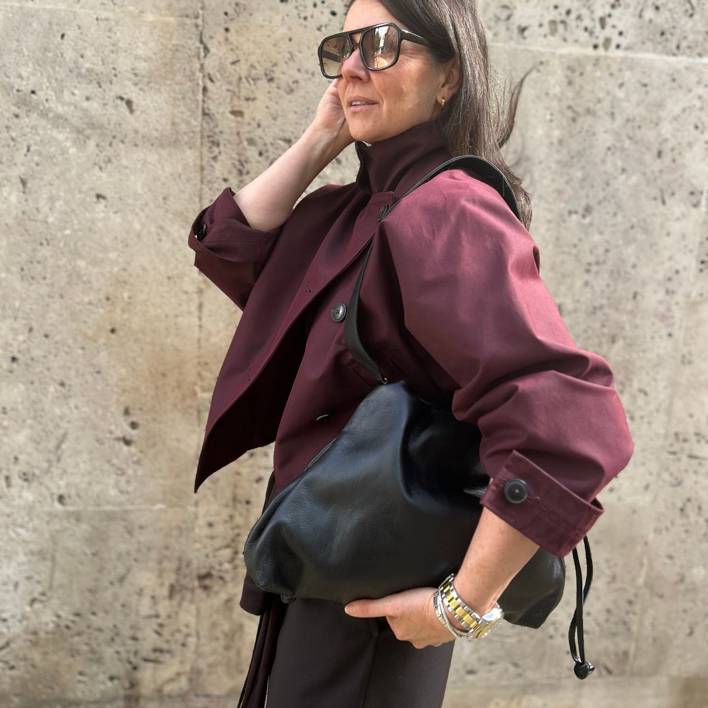 Oversized Leather Slouch Bag