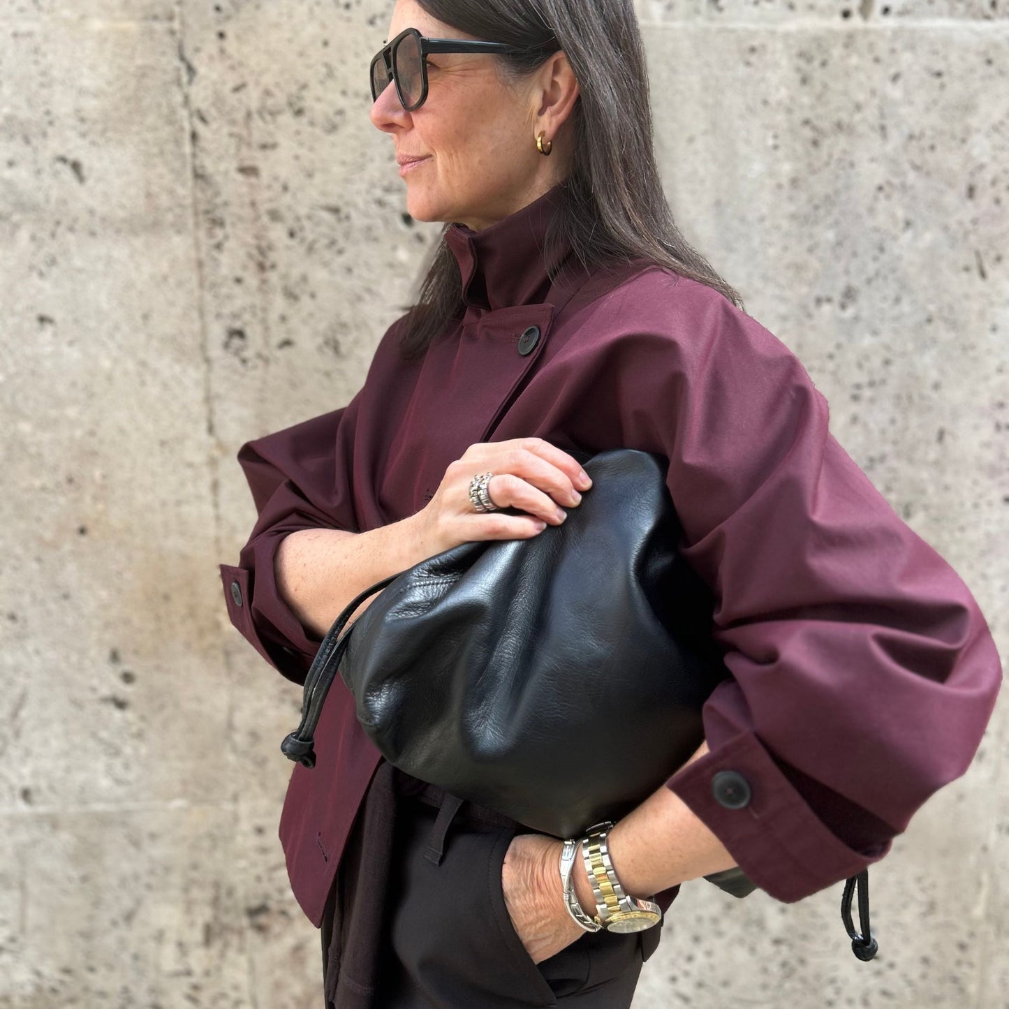 Oversized Leather Slouch Bag