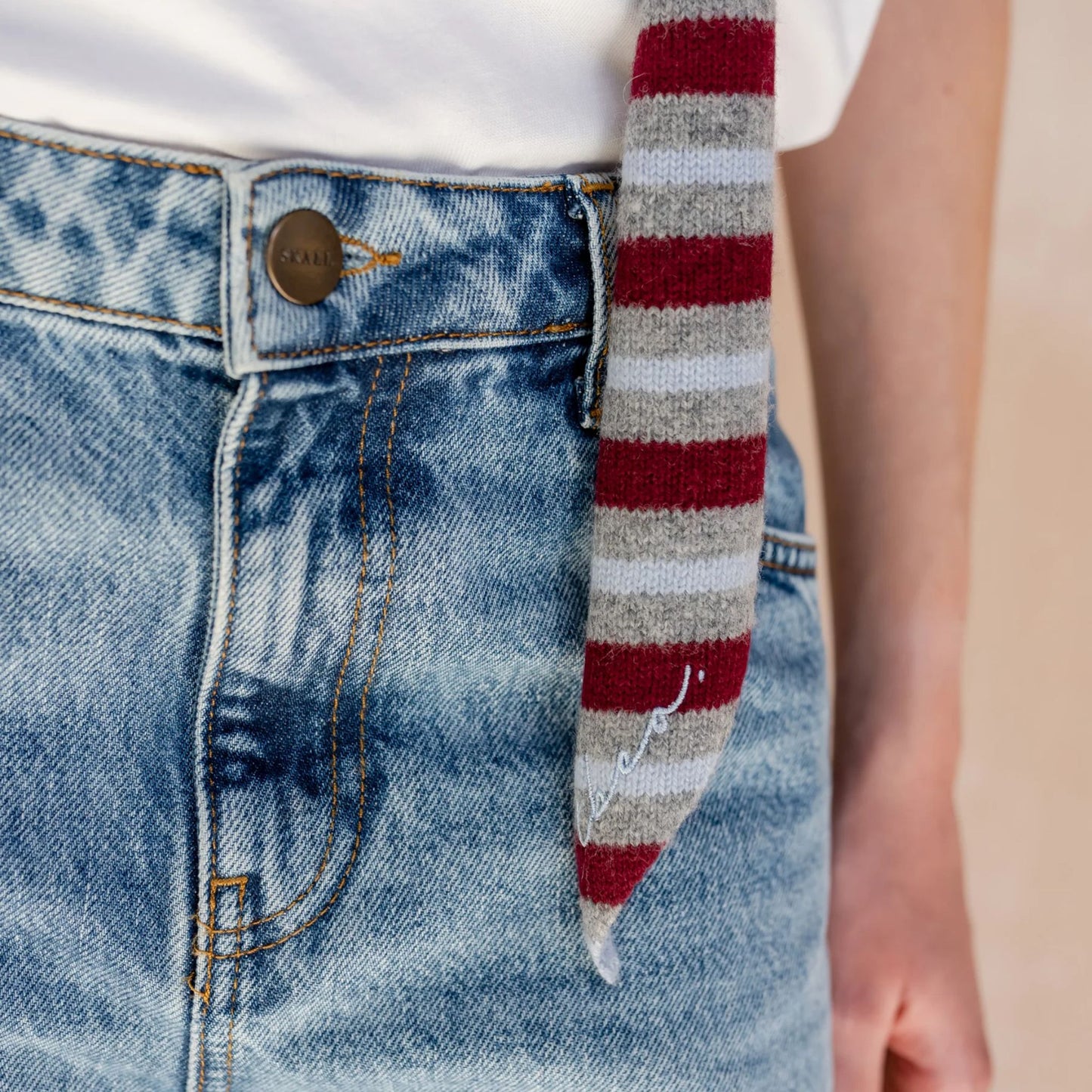 Merino Wool Striped Skinny Scarves