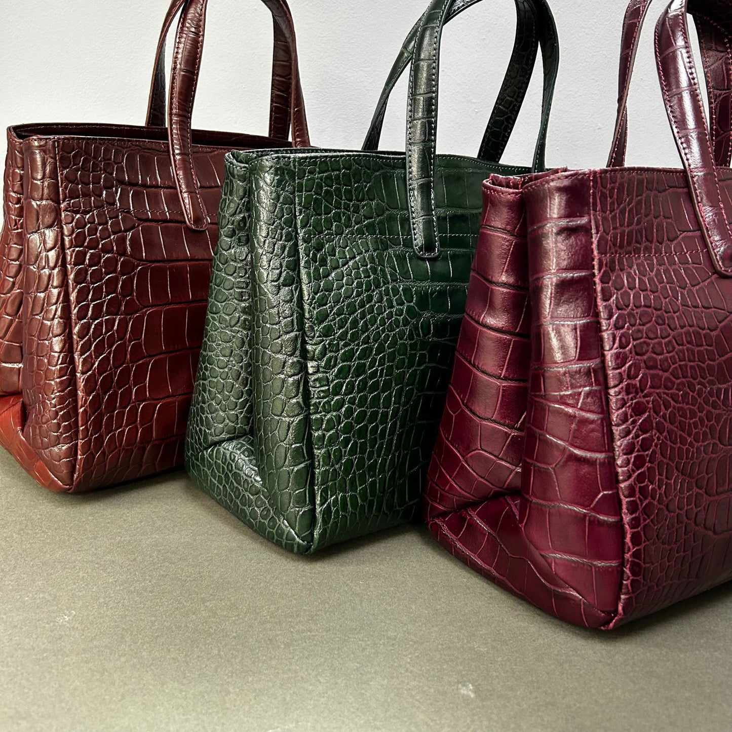 Croc Effect Leather Handbags