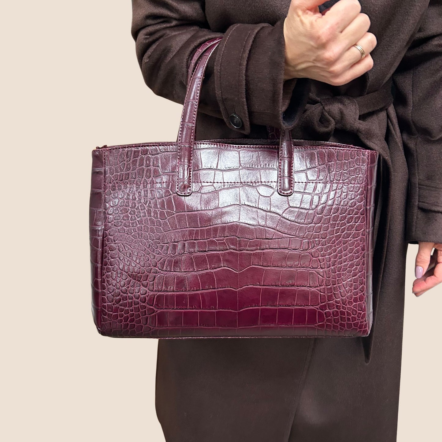 Croc Effect Leather Handbags