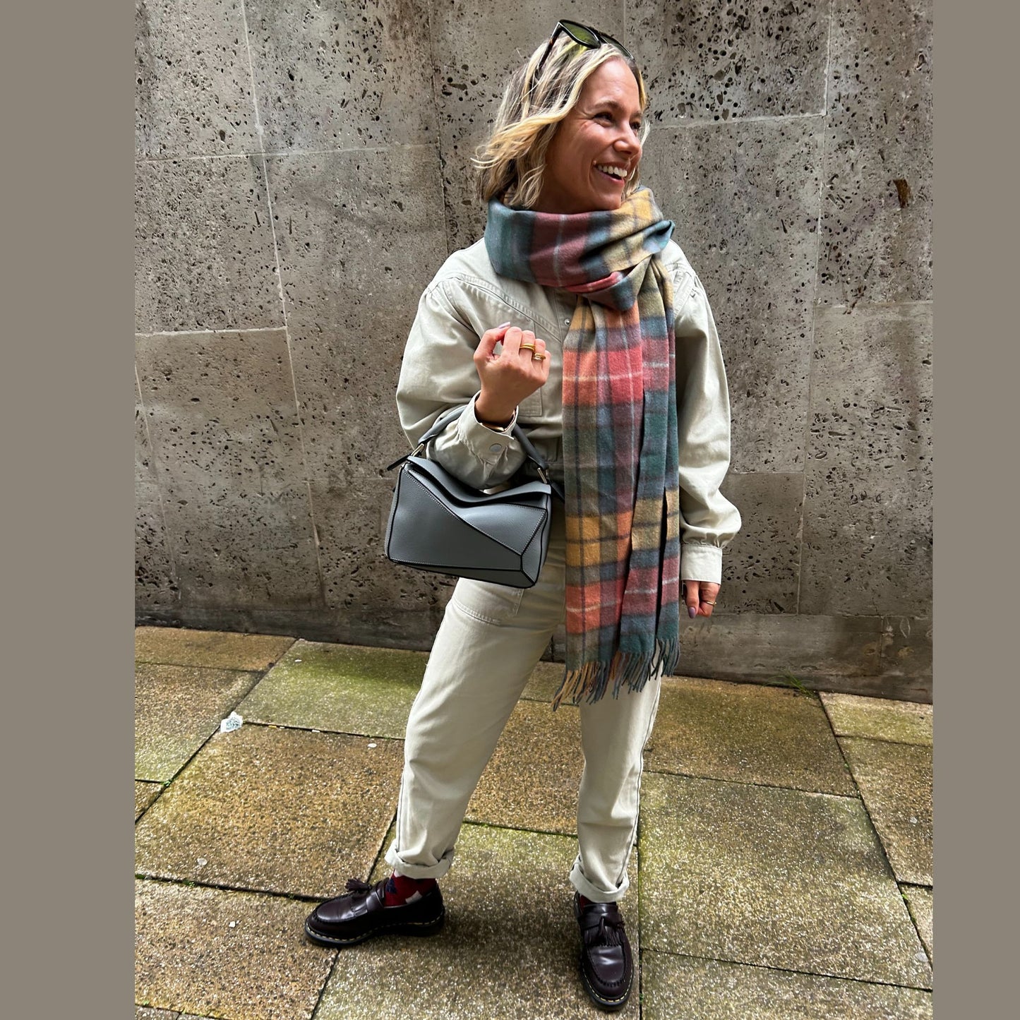 Leather Grab Handle Geometric Bags