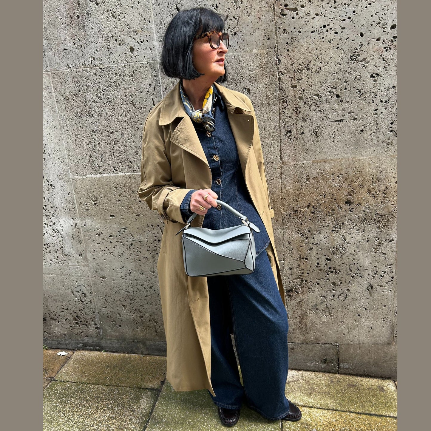 Leather Grab Handle Geometric Bags