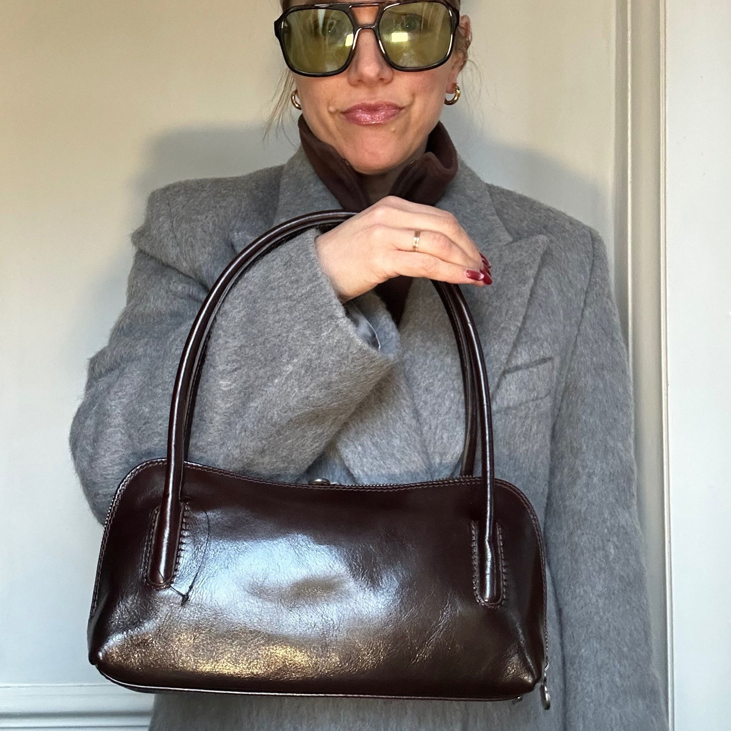 Polished Leather Shoulder Bag