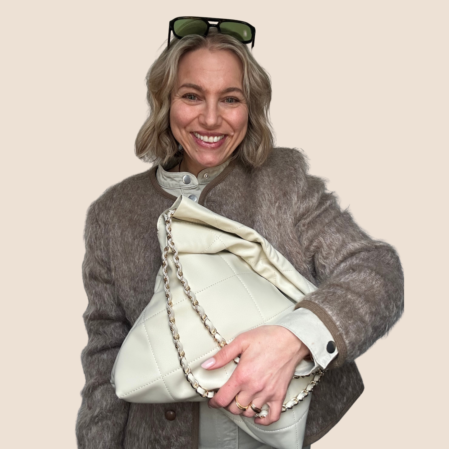 Quilted Leather Bag with Chain Strap