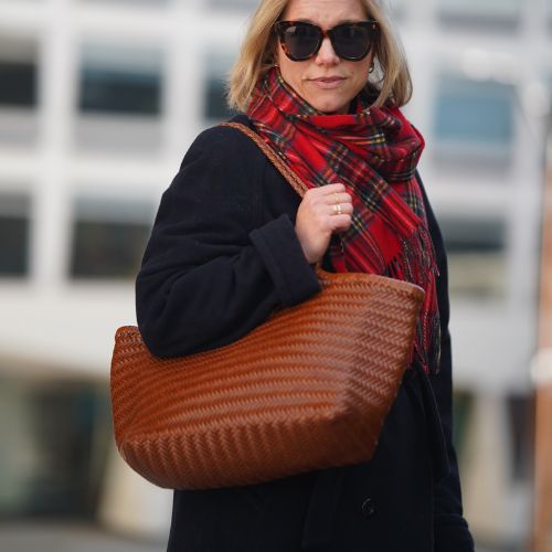 The Large Woven Leather Basket