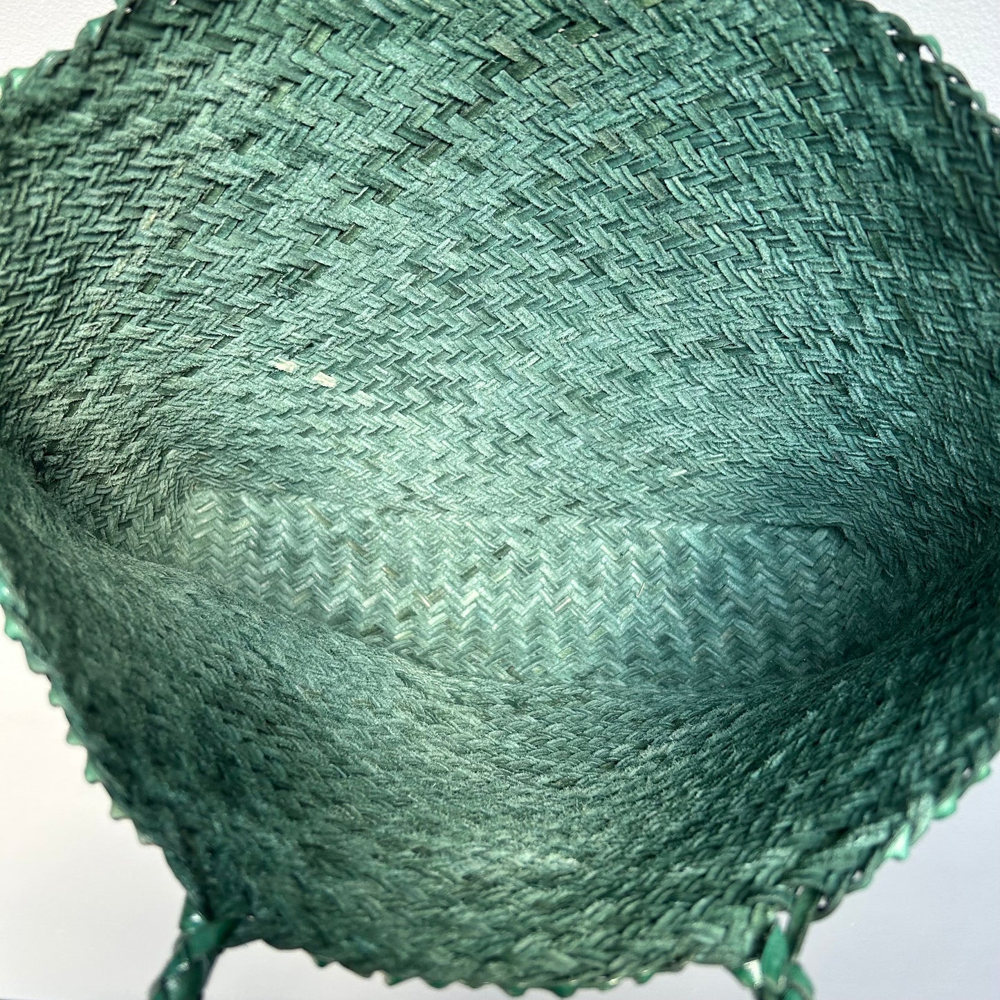 Green Woven Leather Tote Bag