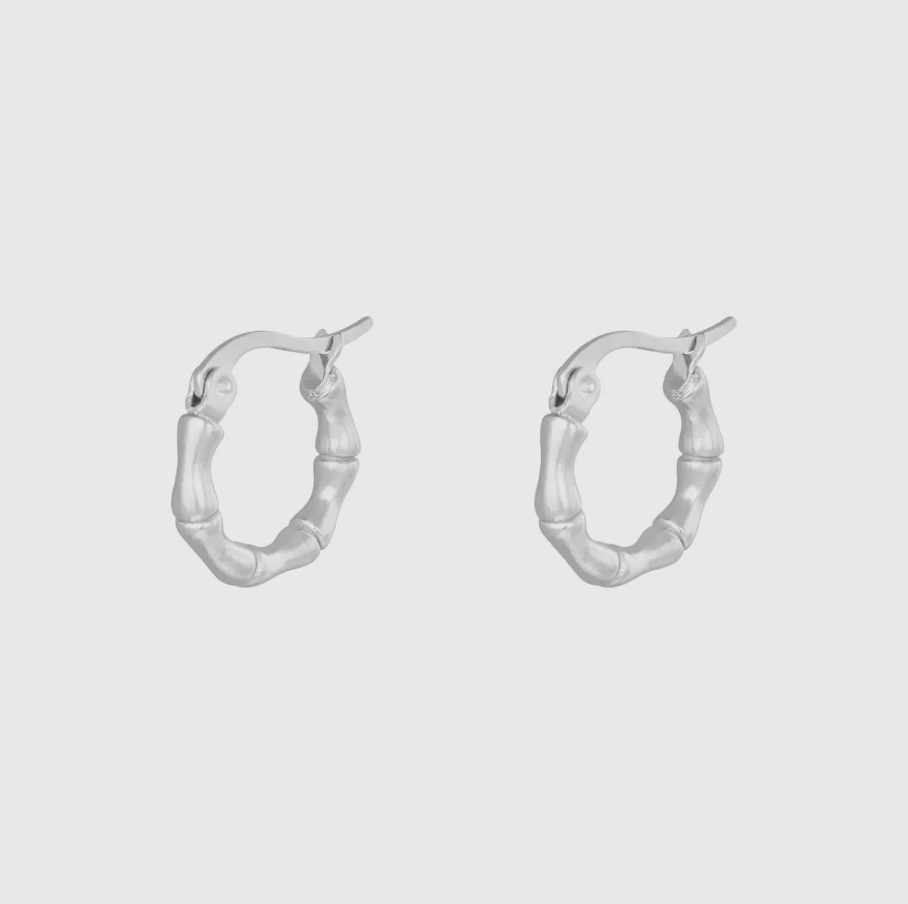 Small Silver Bamboo Hoop Earrings