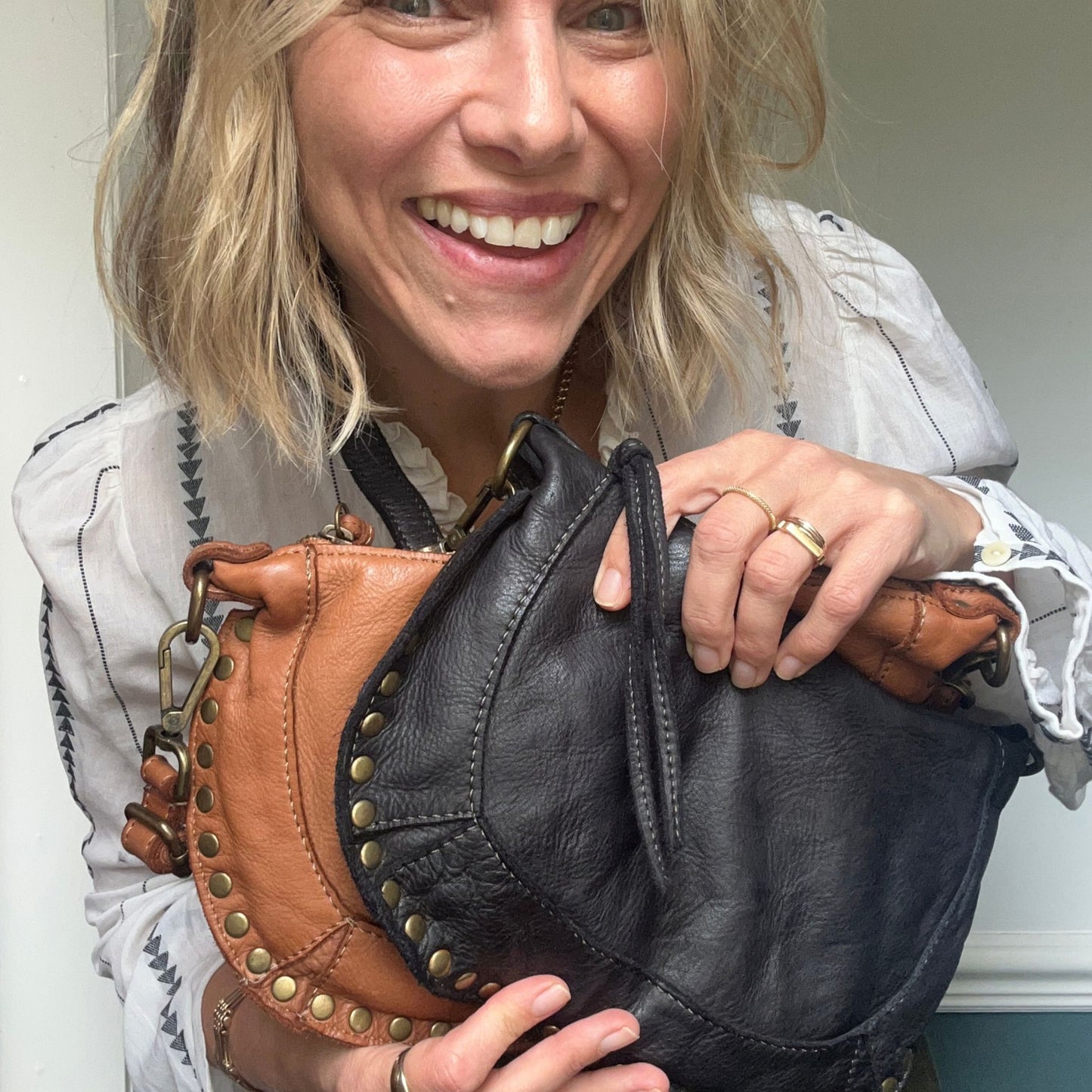 Studded Crescent Crossbody