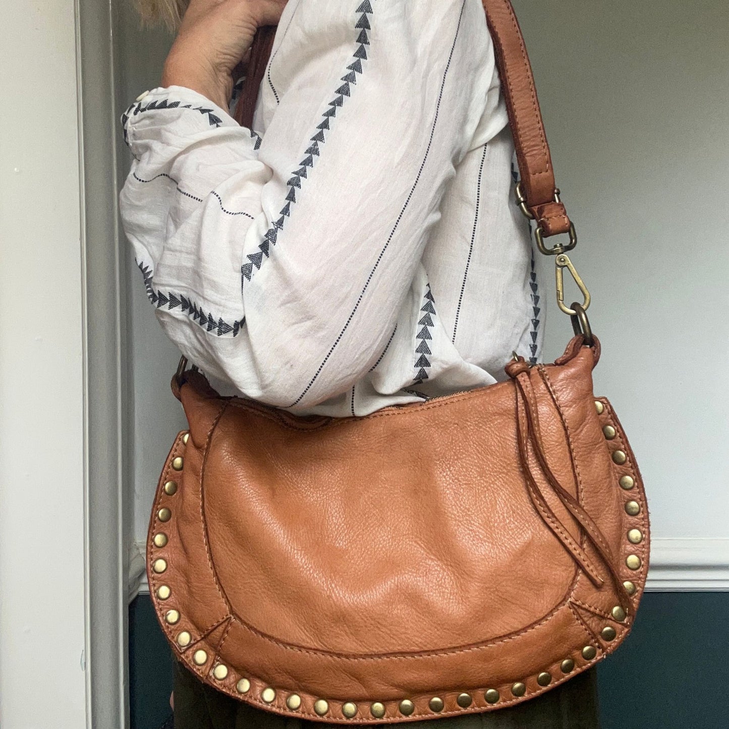 Studded Crescent Crossbody