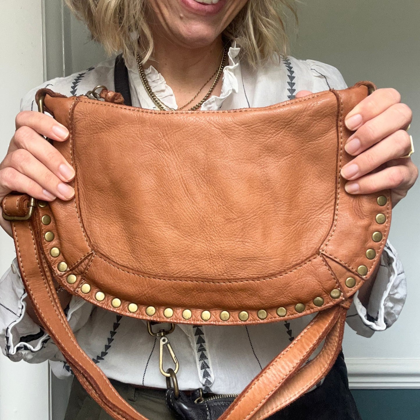 Studded Crescent Crossbody