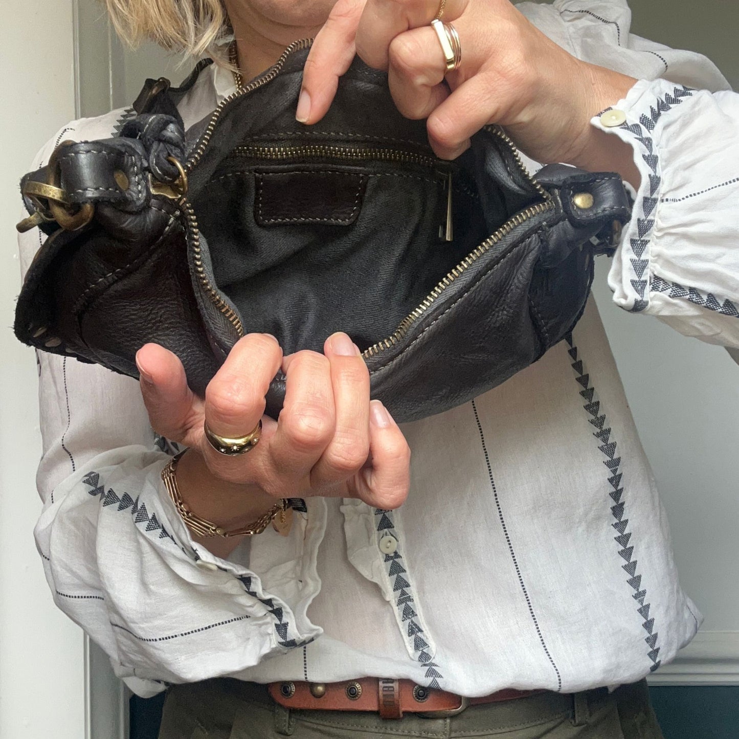 Studded Crescent Crossbody