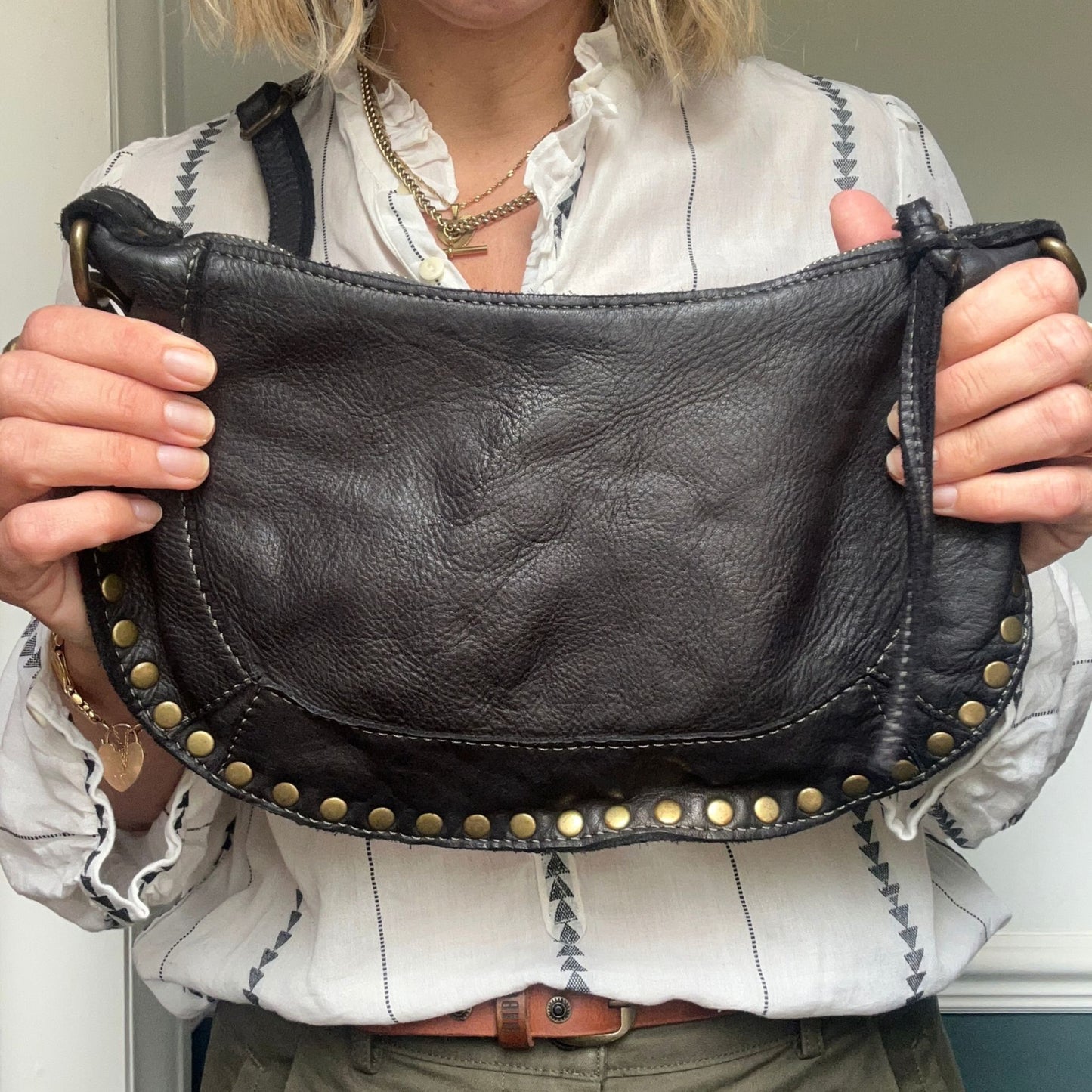 Studded Crescent Crossbody