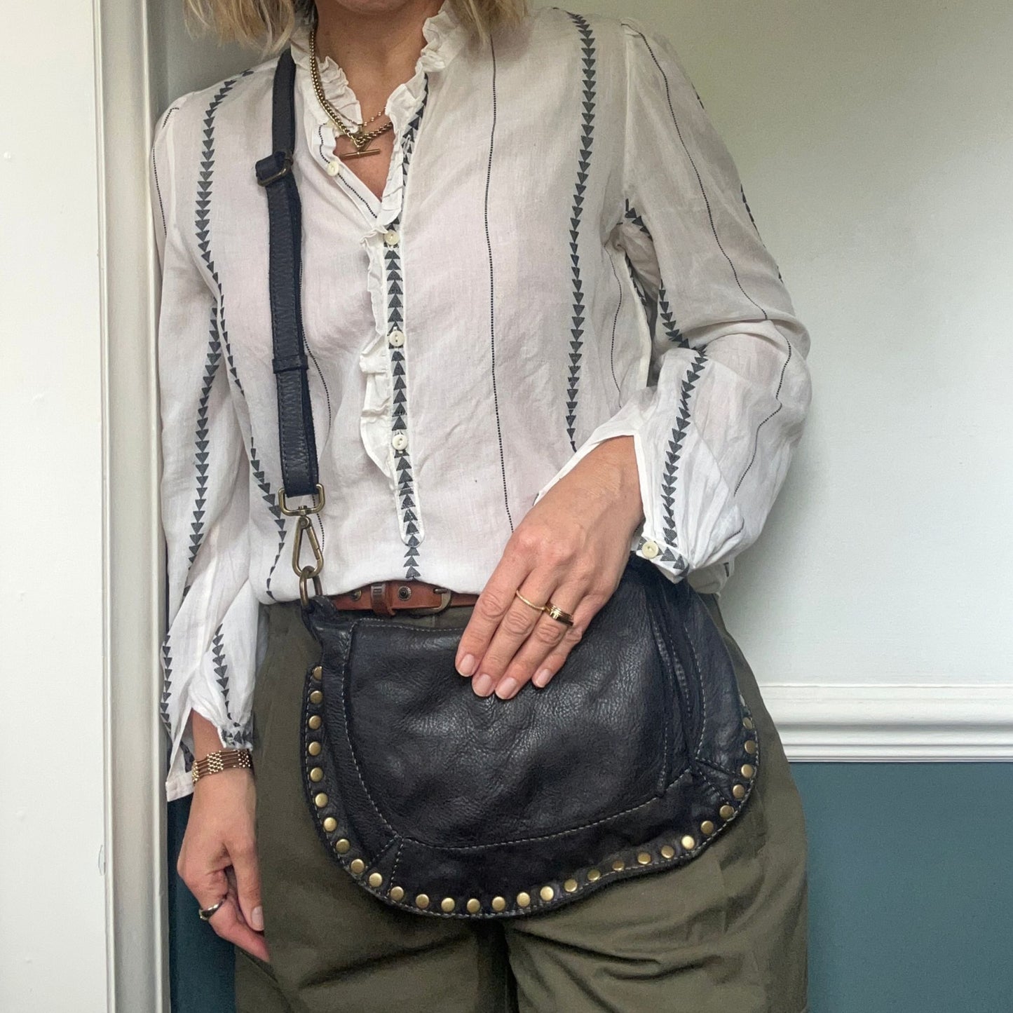 Studded Crescent Crossbody