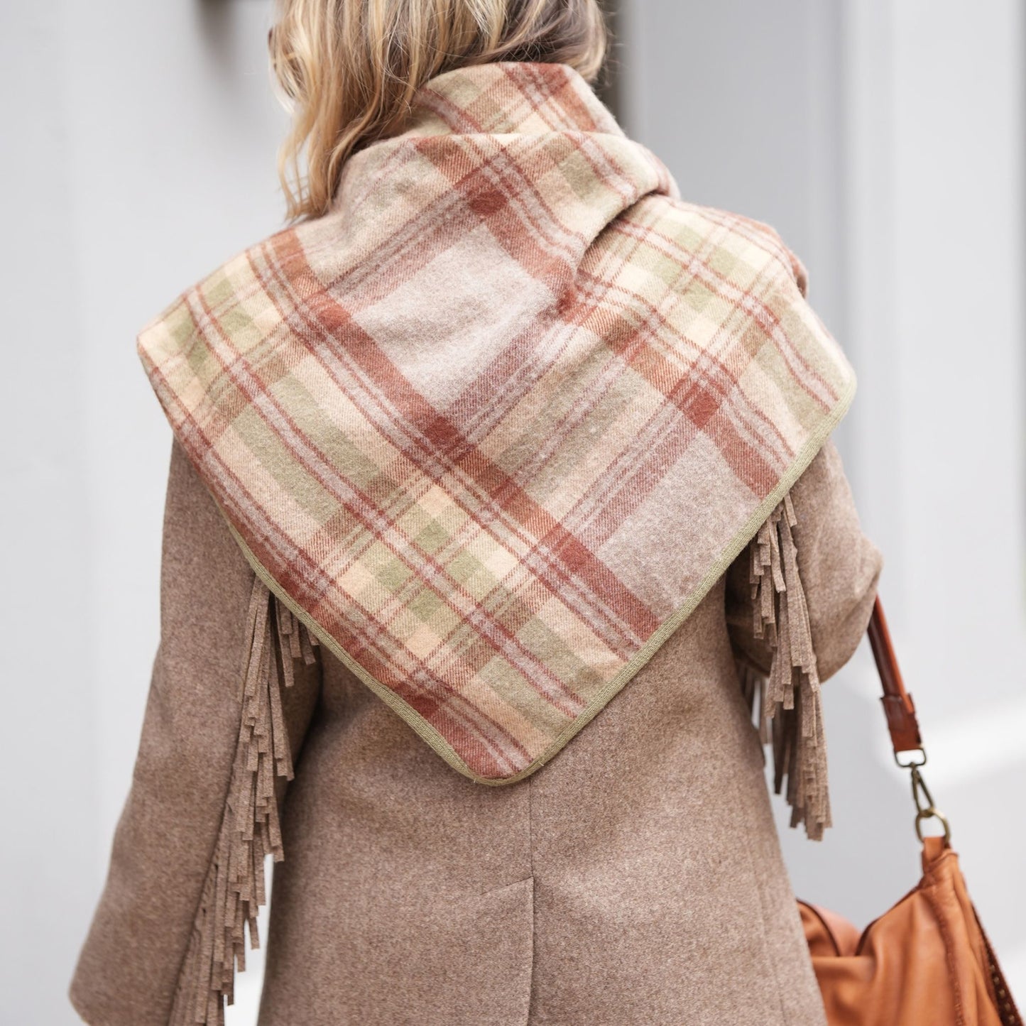 Checked Woollen Triangular Scarf