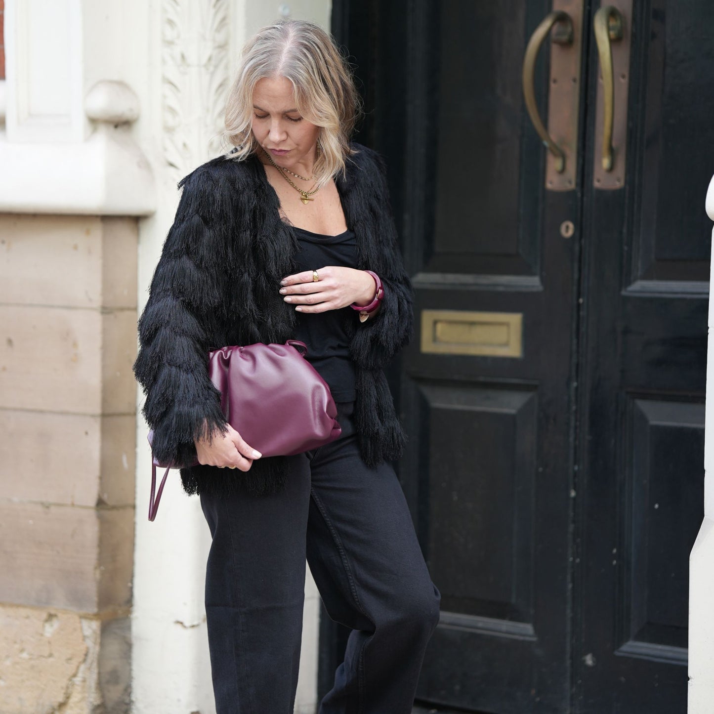 Burgundy Leather Cloud Bag