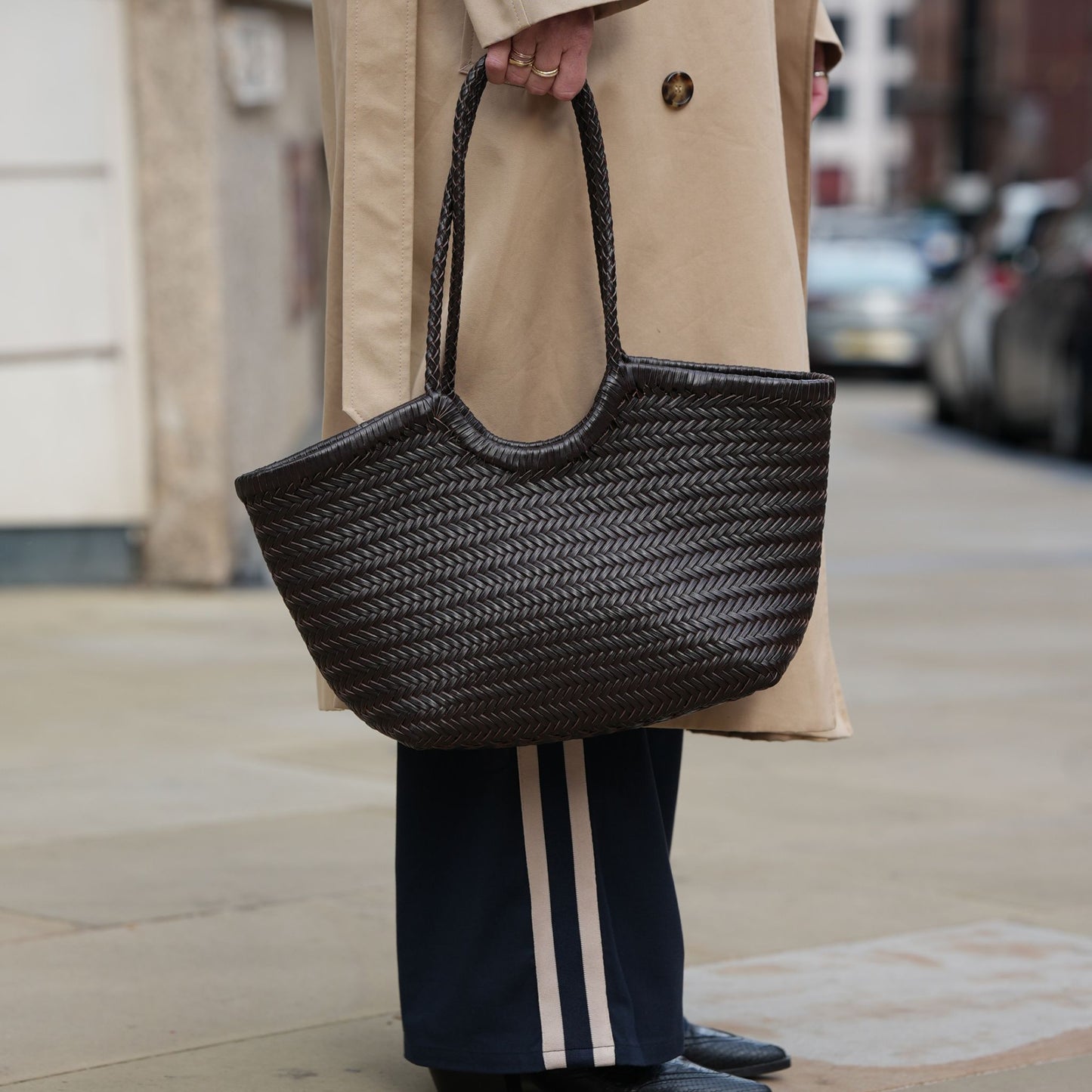 Woven Leather Basket