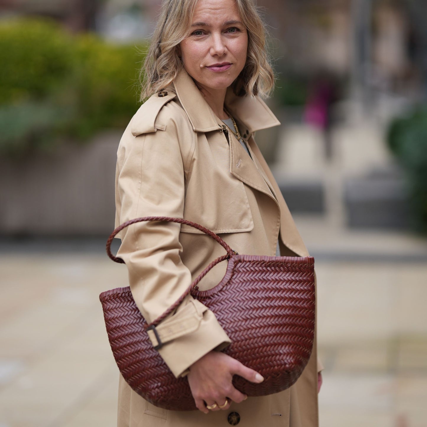 Woven Leather Basket