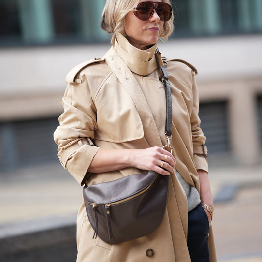 Large Leather BumBag / Sling Bag (Exposed Zips)