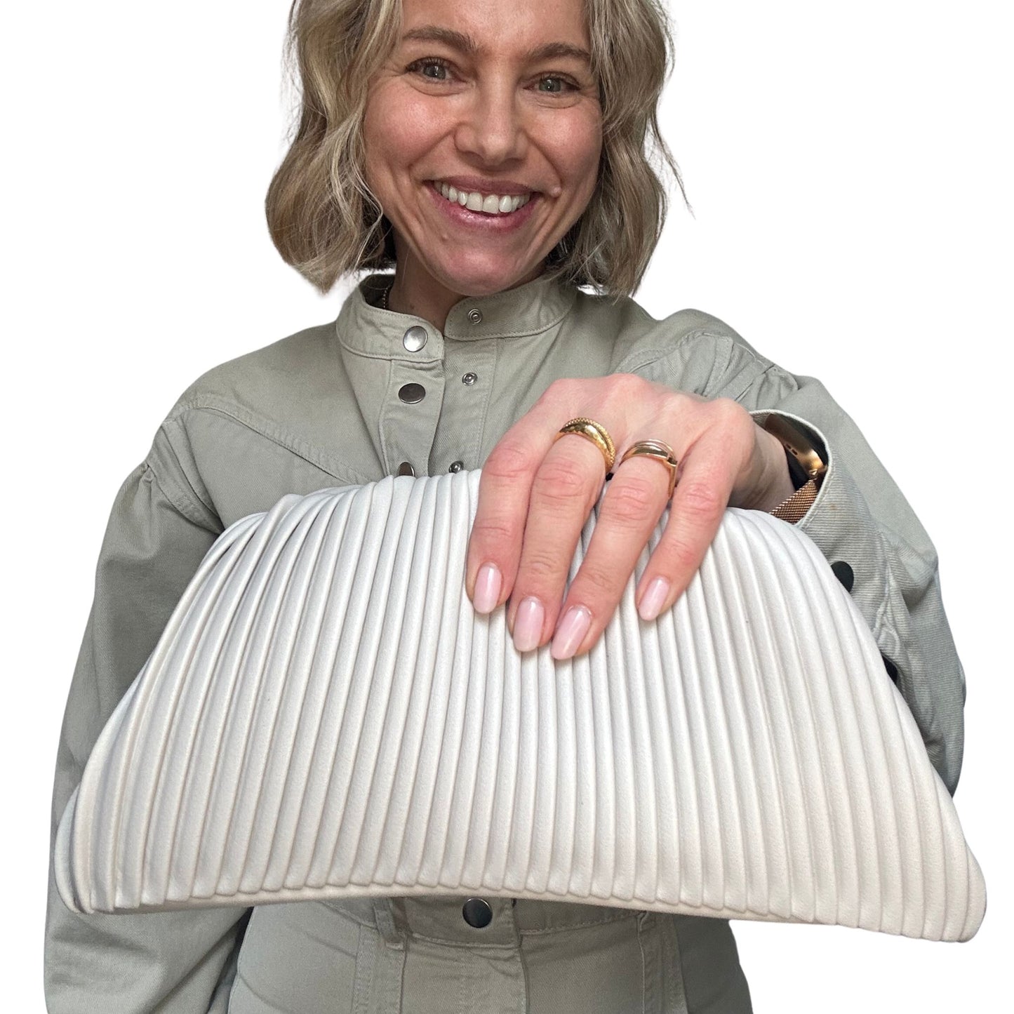 Pleated Stone Handbag