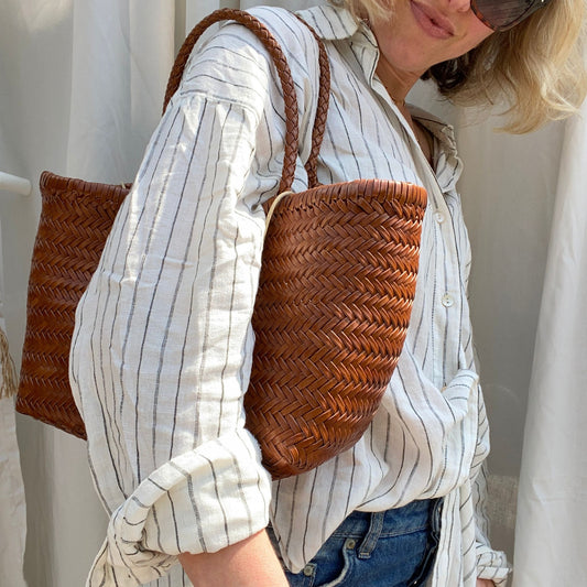 Woven Leather Basket