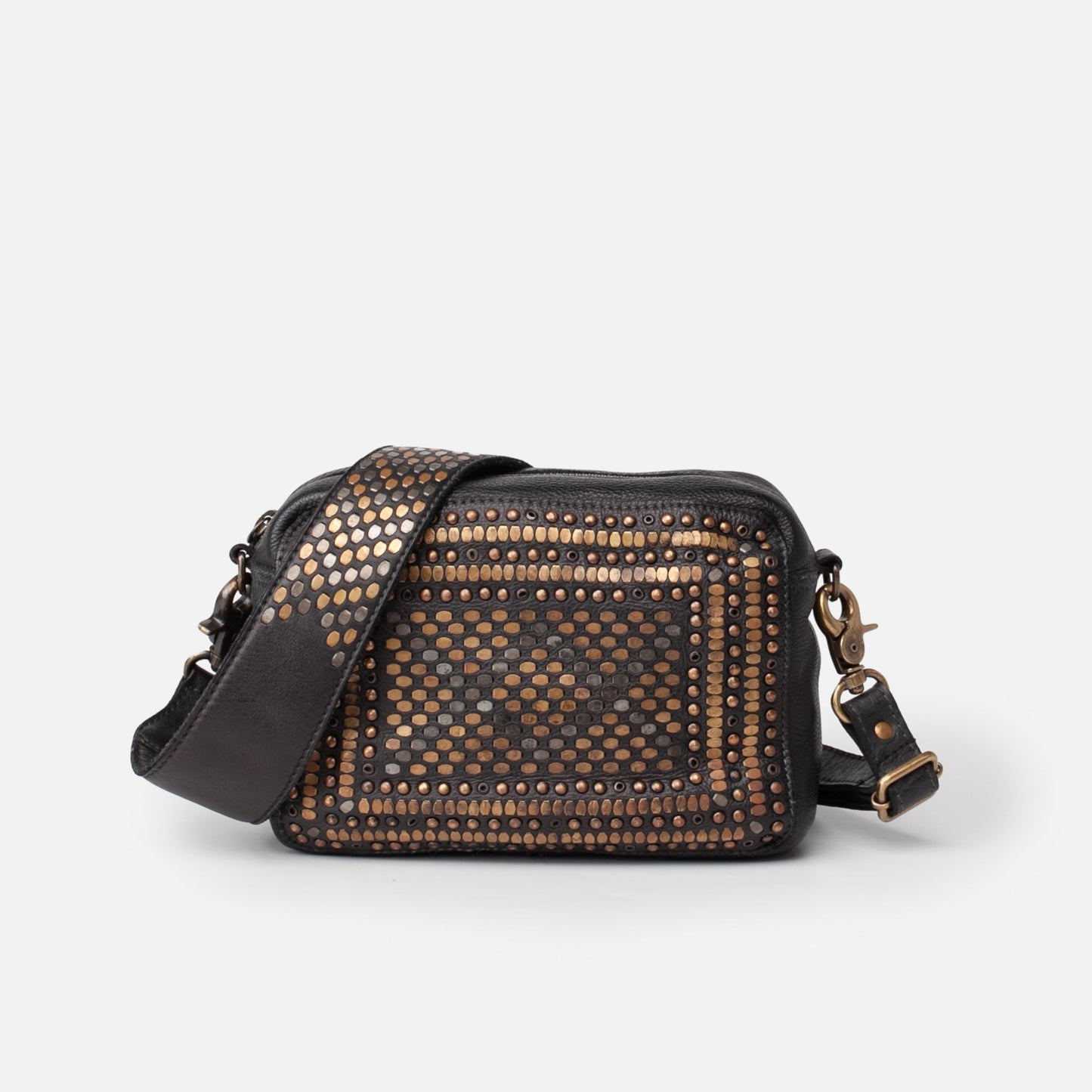 Studded Vintage style Camera bag Black