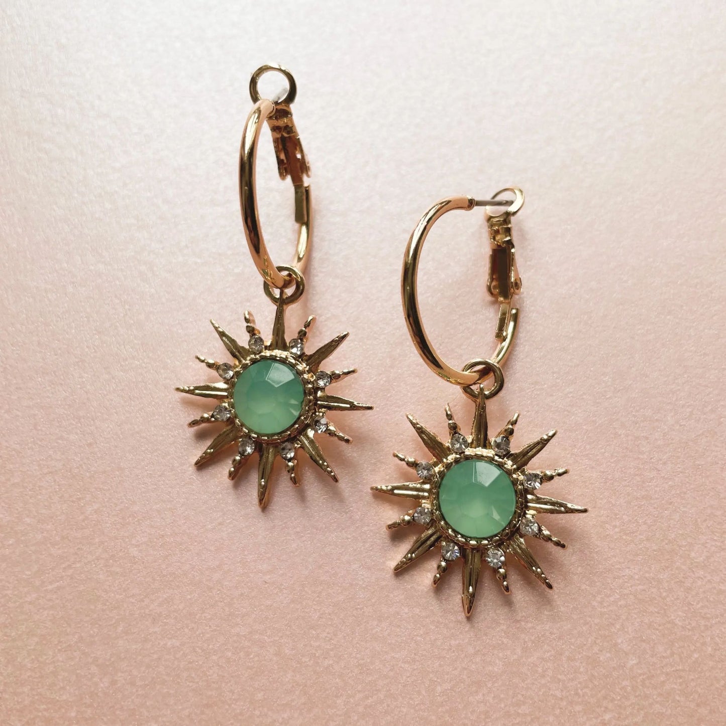 Green Sunburst Earrings