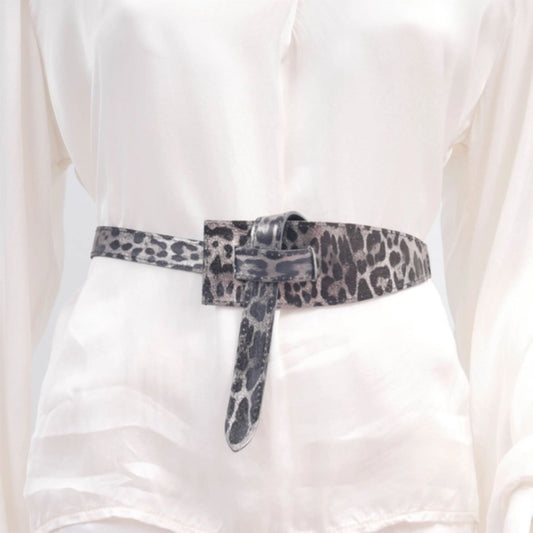 Leopard Metallic Leather Belts