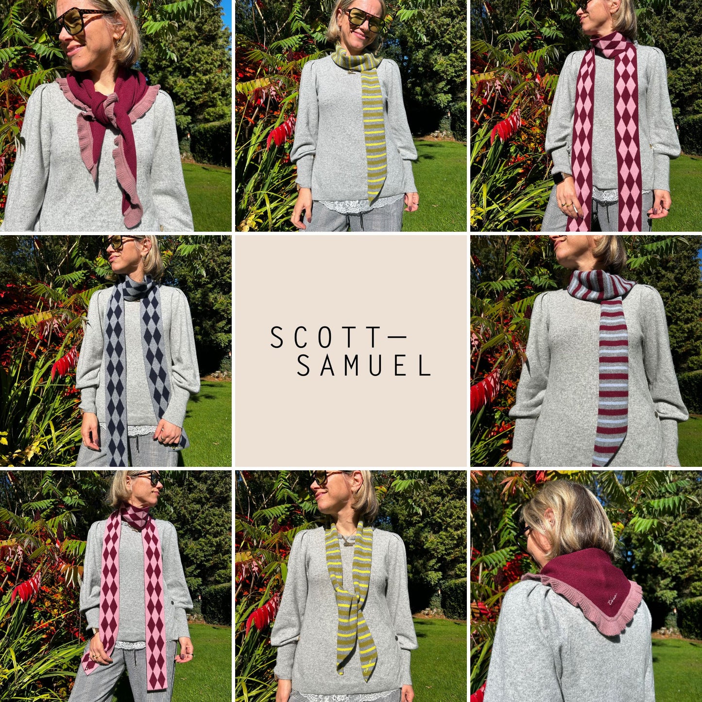 Merino Wool Harlequin Skinny scarves