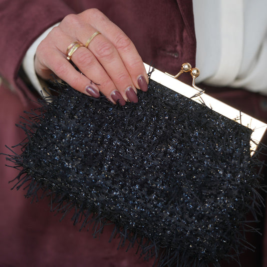 Faux Feather Clutch