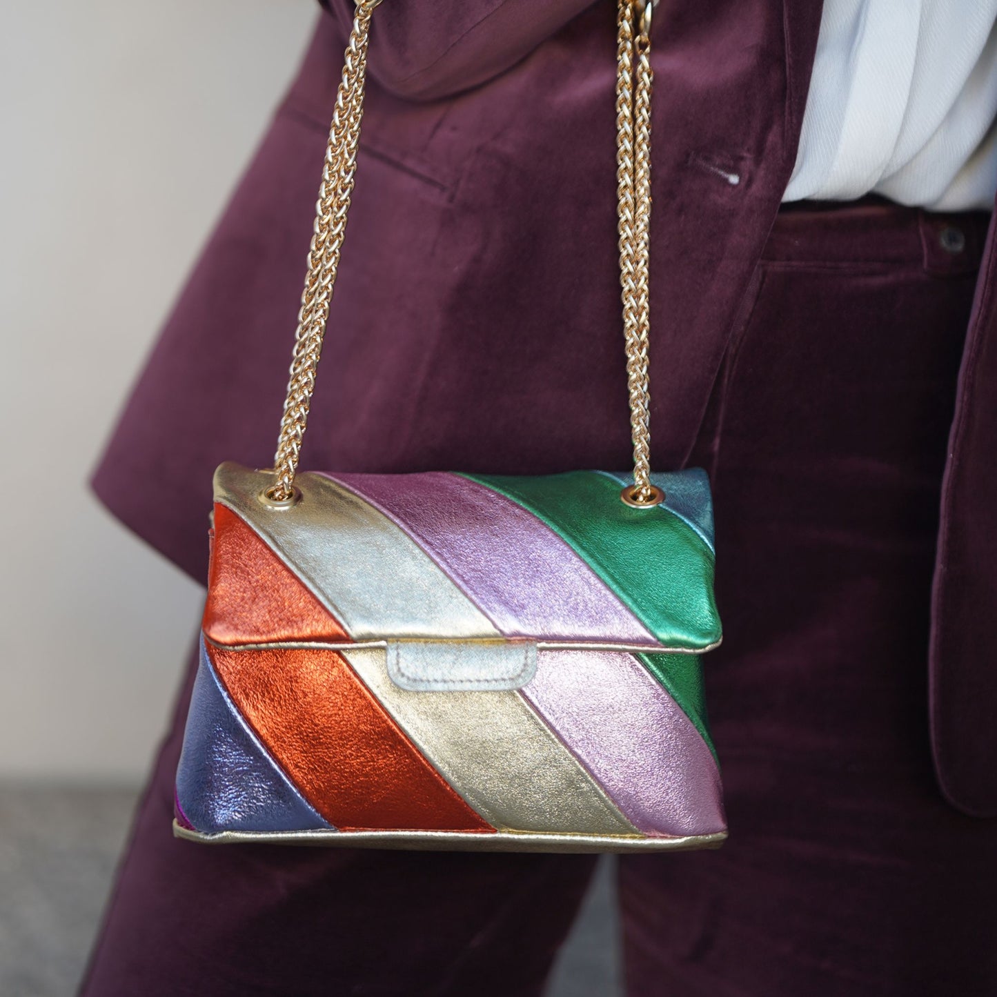 The Metallic Stripe Leather Bag