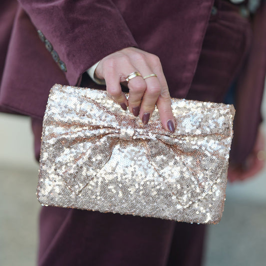 Sequin Bow Clutch