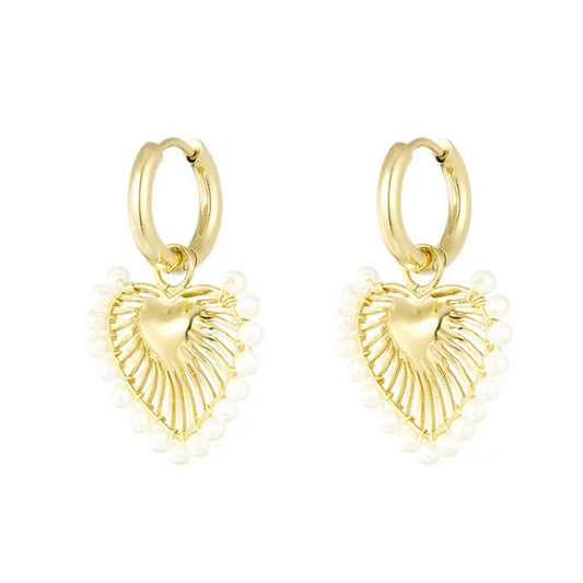 Heart & Pearl Hoops
