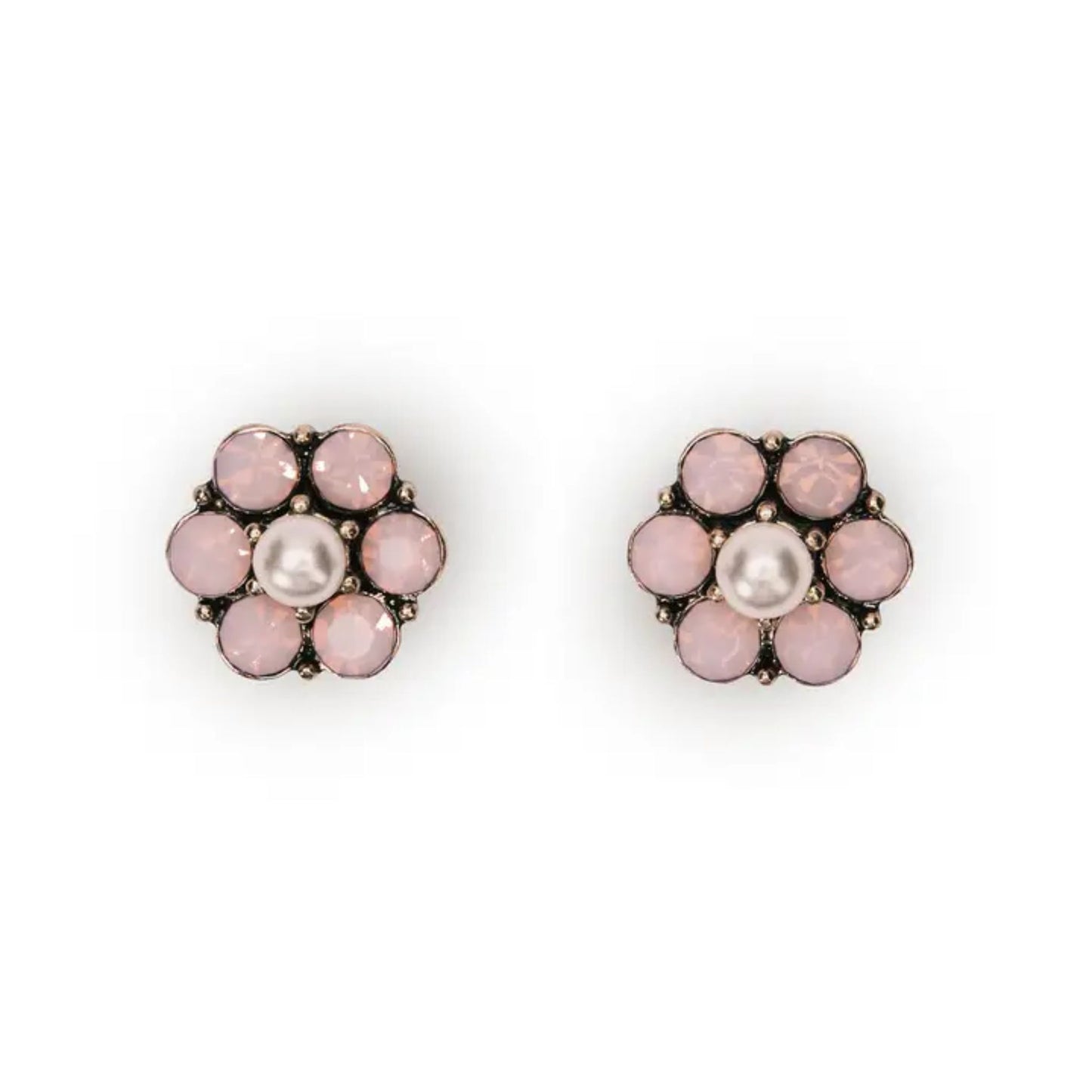 Vintage Floral and Pearl Studs