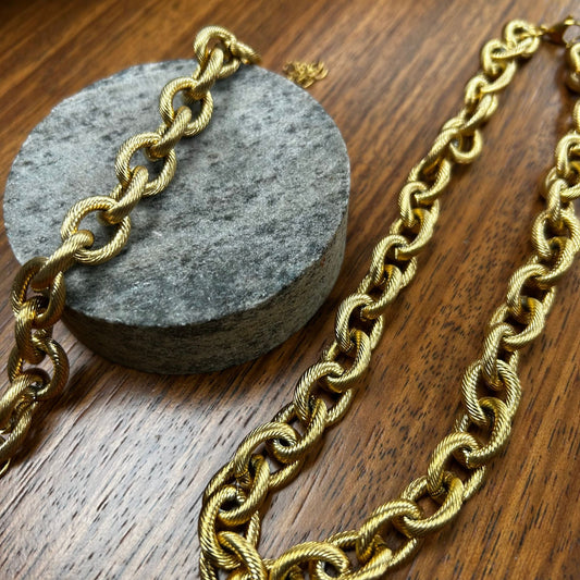 Gold Plated chunky necklace and bracelet