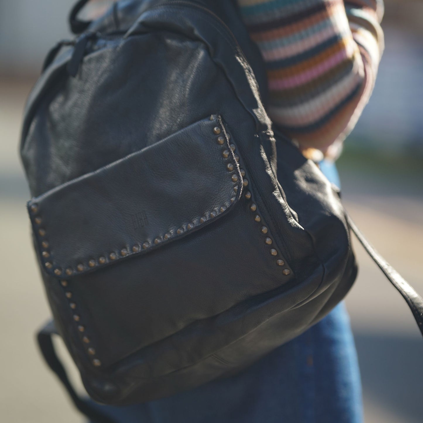 Studded Leather Backpack