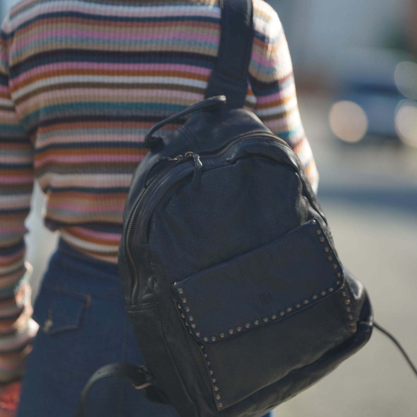 Studded Leather Backpack