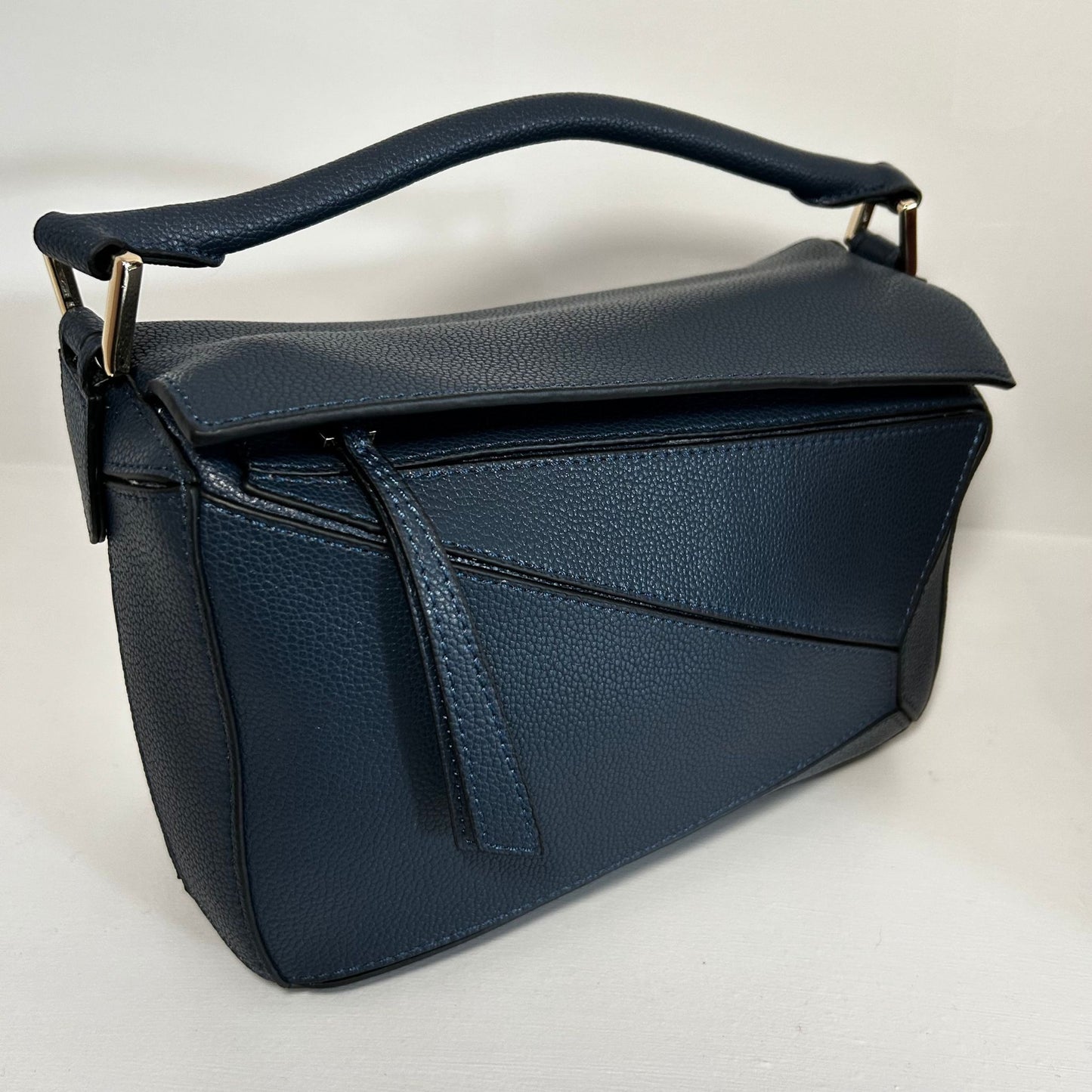 Leather Grab Handle Geometric Bags